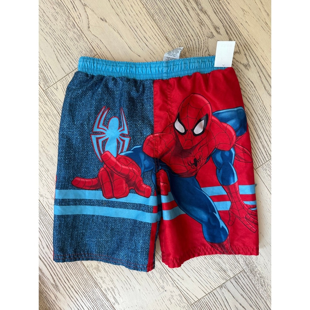 Marvel Spider-Man Boys Swim Trunks Red Blue Spidey Board Shorts Size 4T